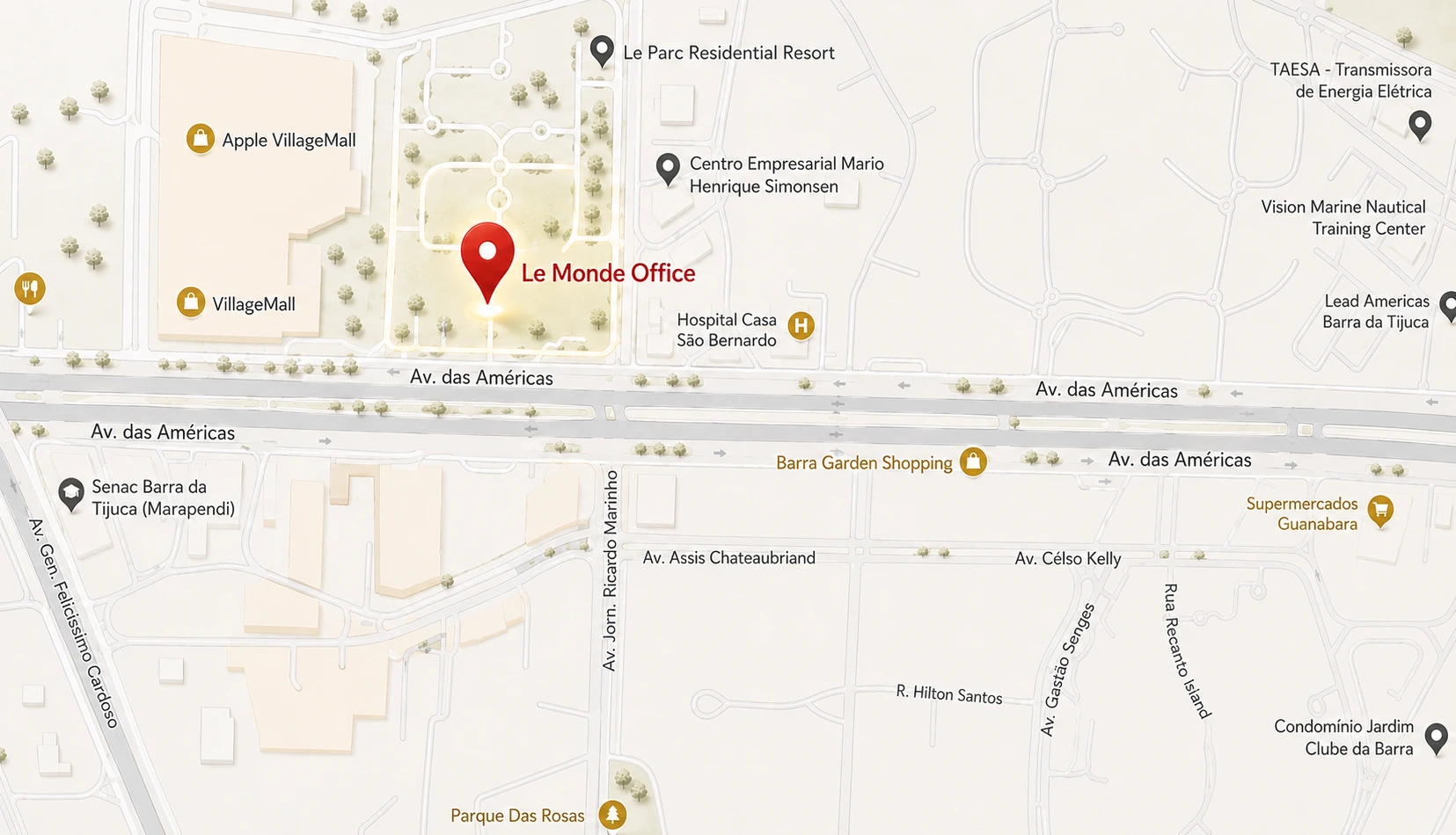 Mapa de localização do Le Monde Office